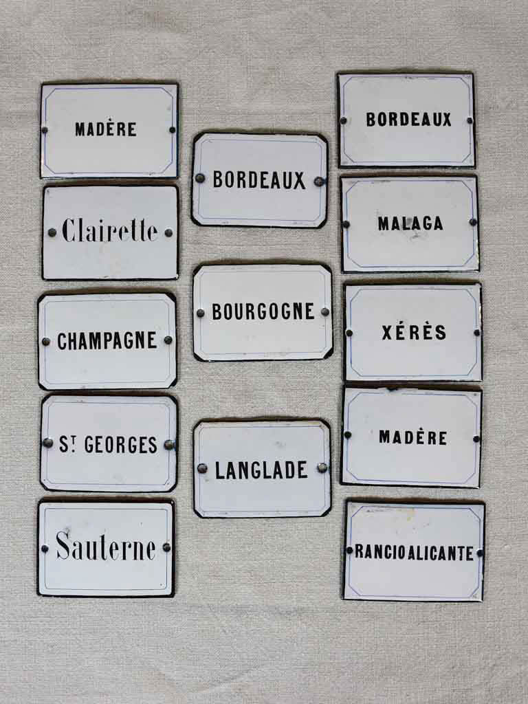 Rare set of enamel wine cellar labels - 1900's 4" x 2¾"