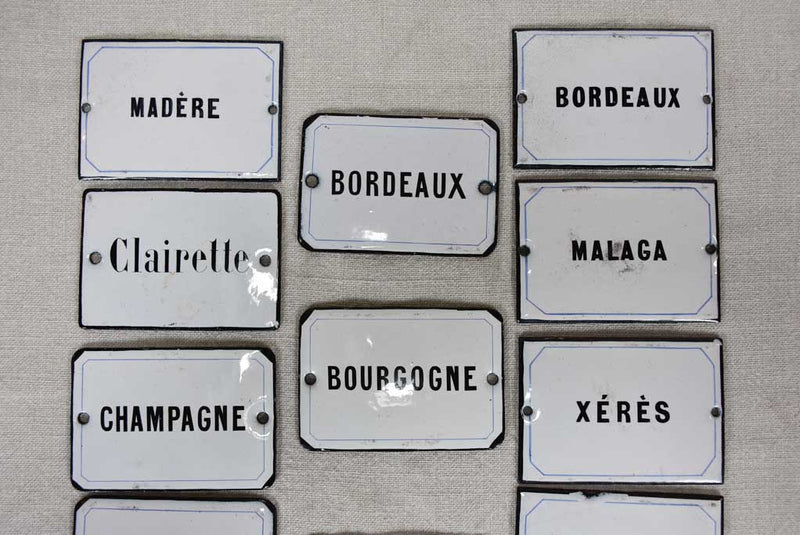 Rare set of enamel wine cellar labels - 1900's 4" x 2¾"