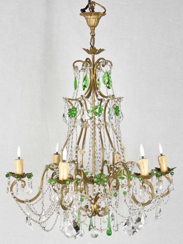 Classic green, clear glass chandelier