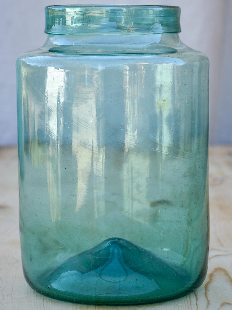 Antique French preserving jar with blue / green glass
