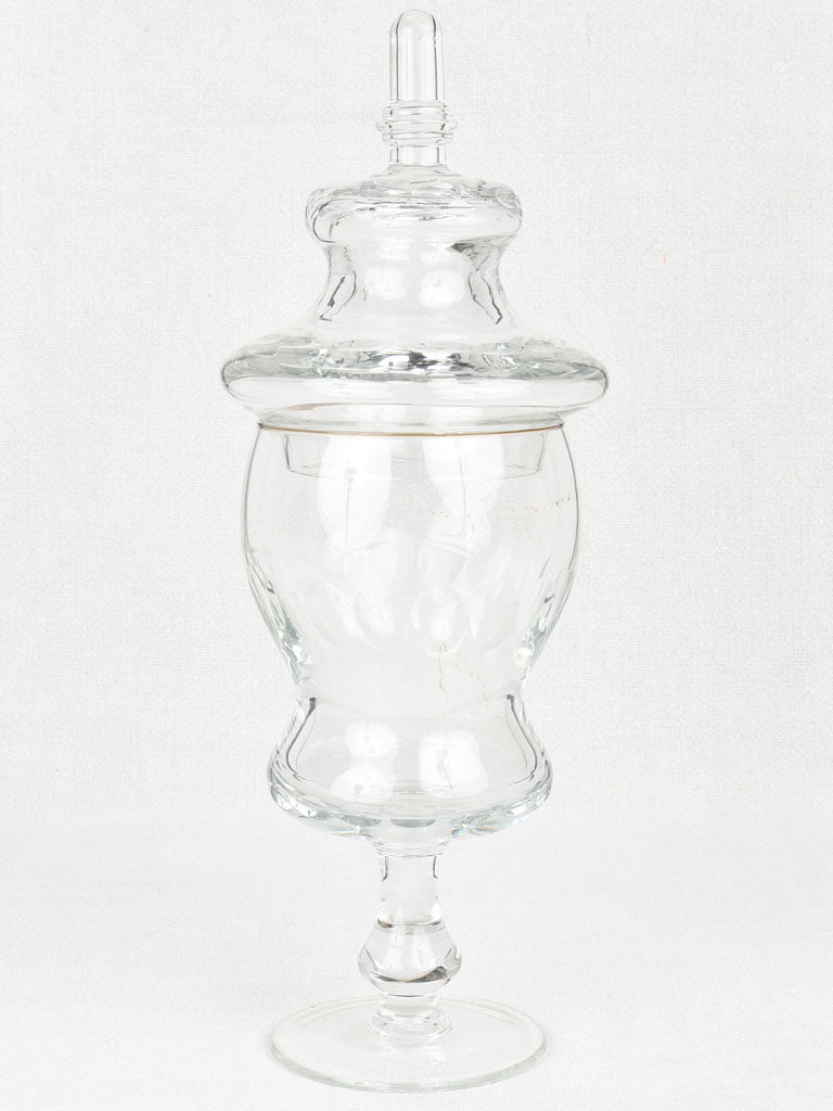 Antique lidded crystal jar 16½"