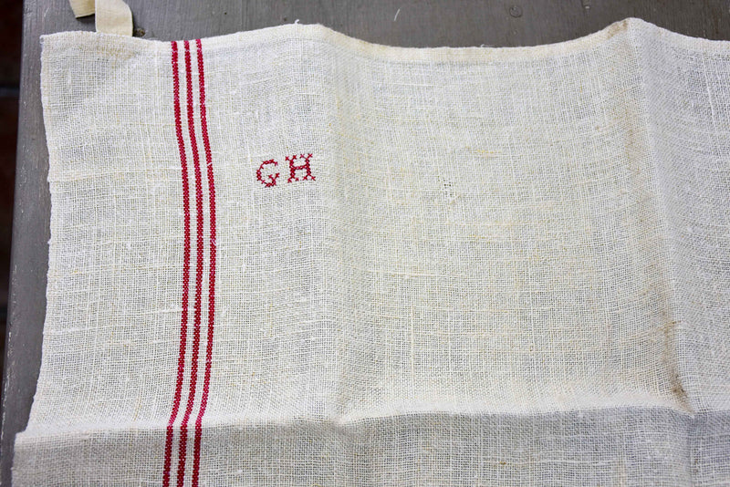 Four French tea towels with GH monogram