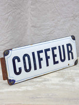 Antique French enamel sign for hairdresser -  Coiffeur