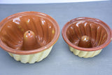 Two antique French terracotta Gugelhupf cake moulds