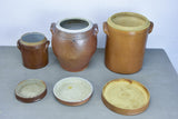 Three antique French earthenware preserving pots