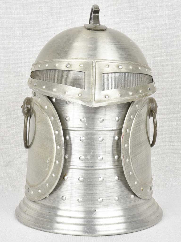 Comical silver-finished knight helmet ice bucket