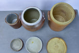 Three antique French earthenware preserving pots