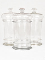 3 antique lidded glass candy / biscuit jars 11½"