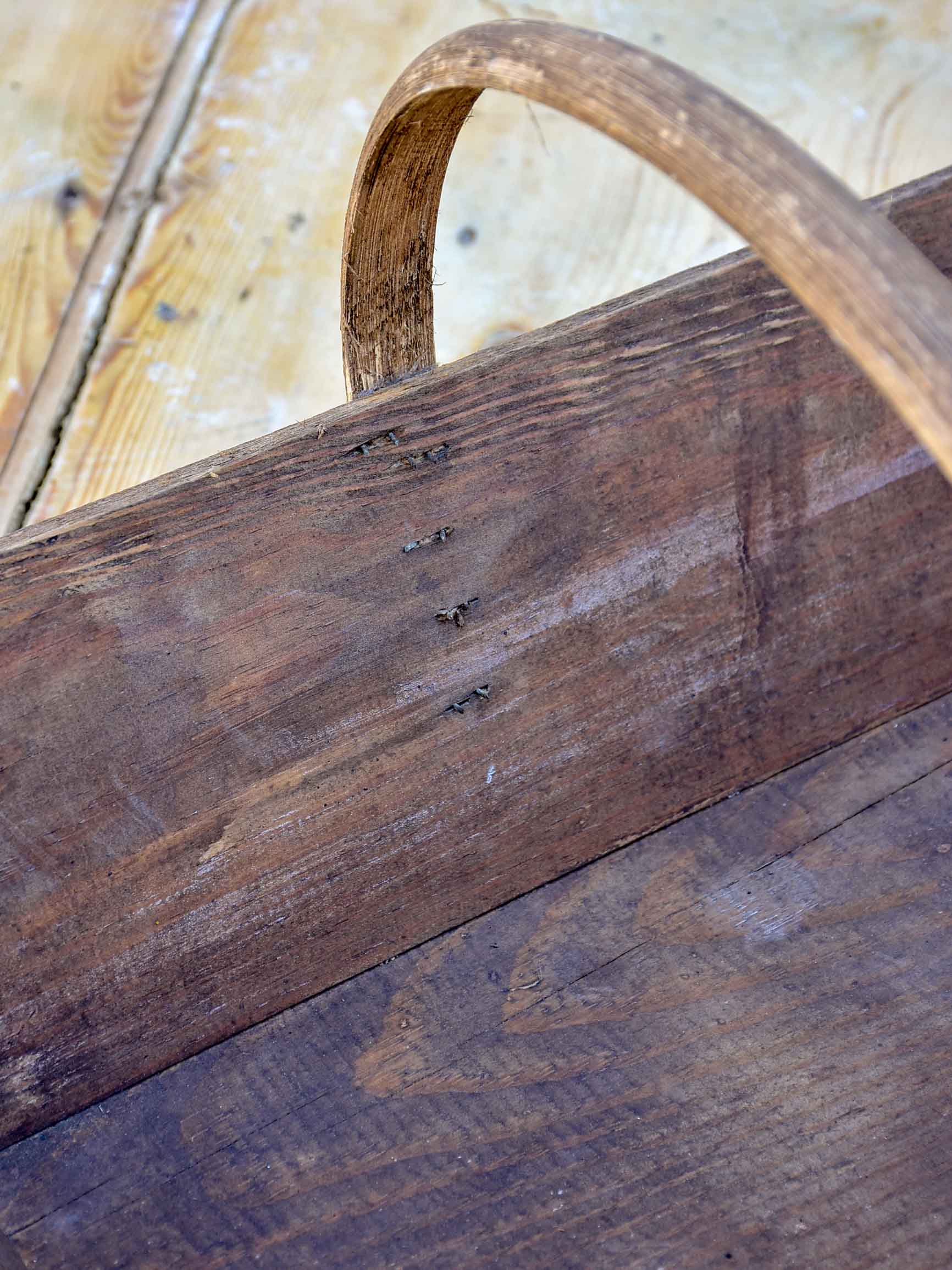 Vintage French wooden basket for harvesting fruit