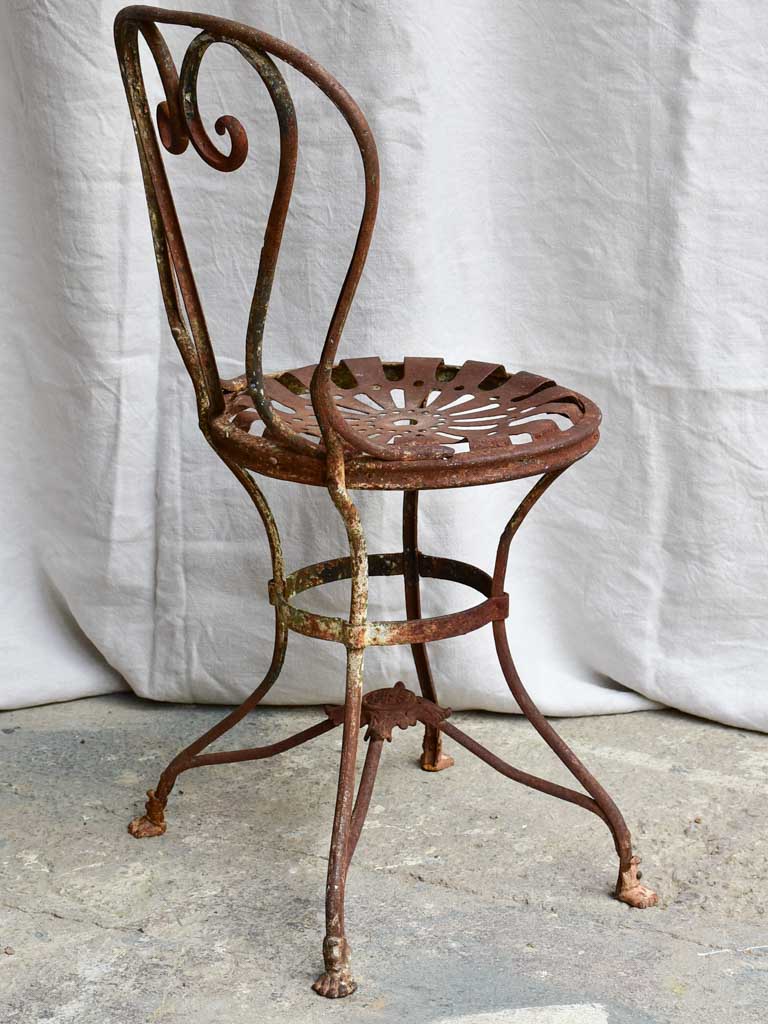 Antique French garden chair branded Arras