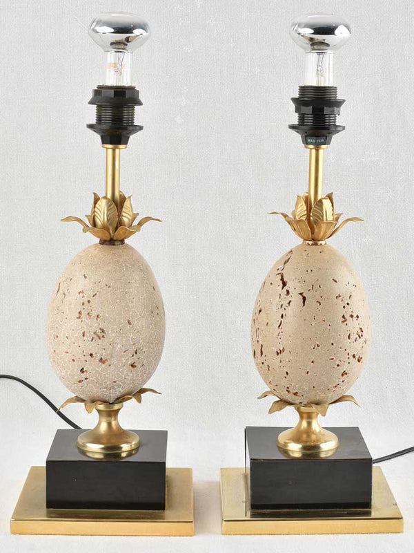 Antique 1960s Travertine Oxford Table Lamps