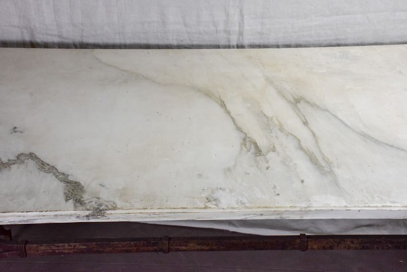 Very large 18th Century rectangular marble table with pretty iron base 74" x 35½"