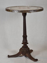 Antique French bistro table with cast iron base and mosaic top - 1900's