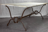 Very large 18th Century rectangular marble table with pretty iron base 74" x 35½"