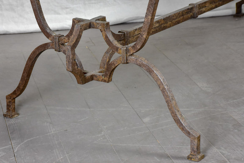 Very large 18th Century rectangular marble table with pretty iron base 74" x 35½"