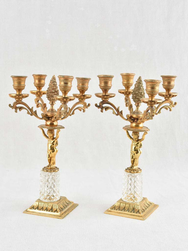 Antique crystal gold-finished candlesticks