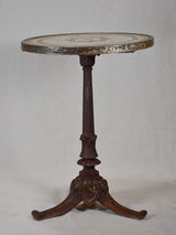 Antique French bistro table with cast iron base and mosaic top - 1900's