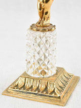 Pair antique gold & crystal candlesticks with cherubs - 11"