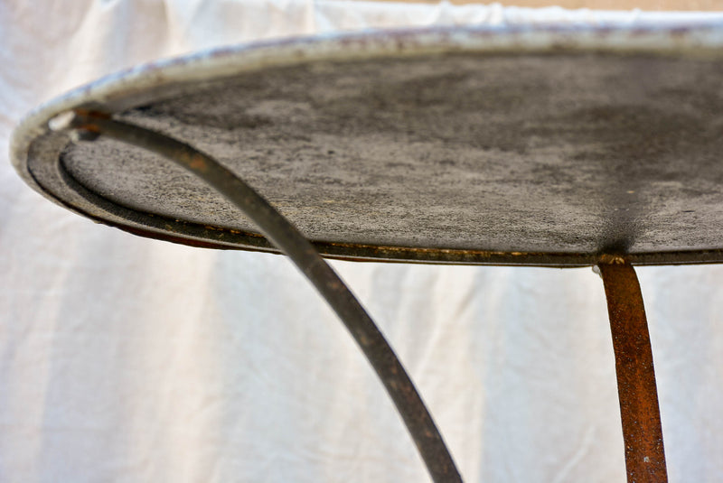Antique French round garden table - grey