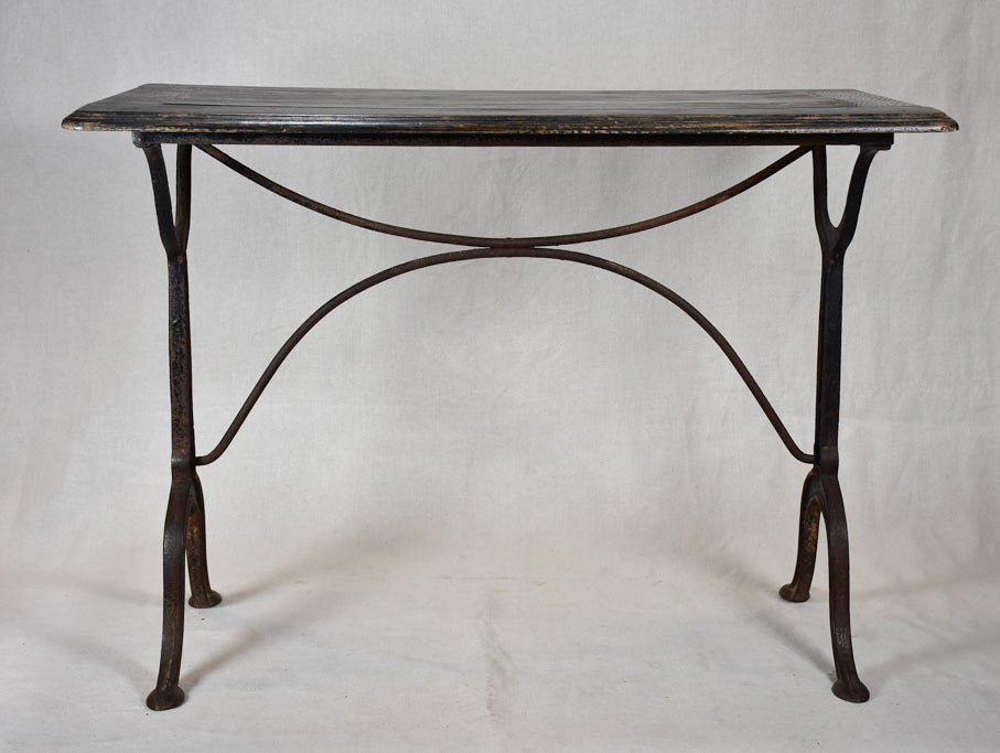 Superb French bistro table with oak top and cast iron base 38½" x 20½"