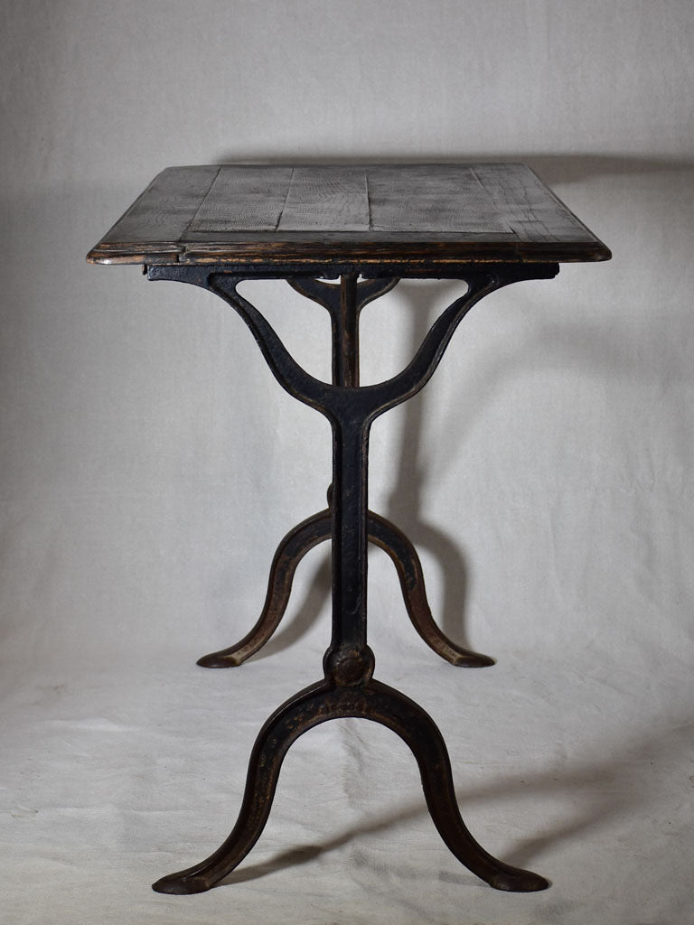 Superb French bistro table with oak top and cast iron base 38½" x 20½"