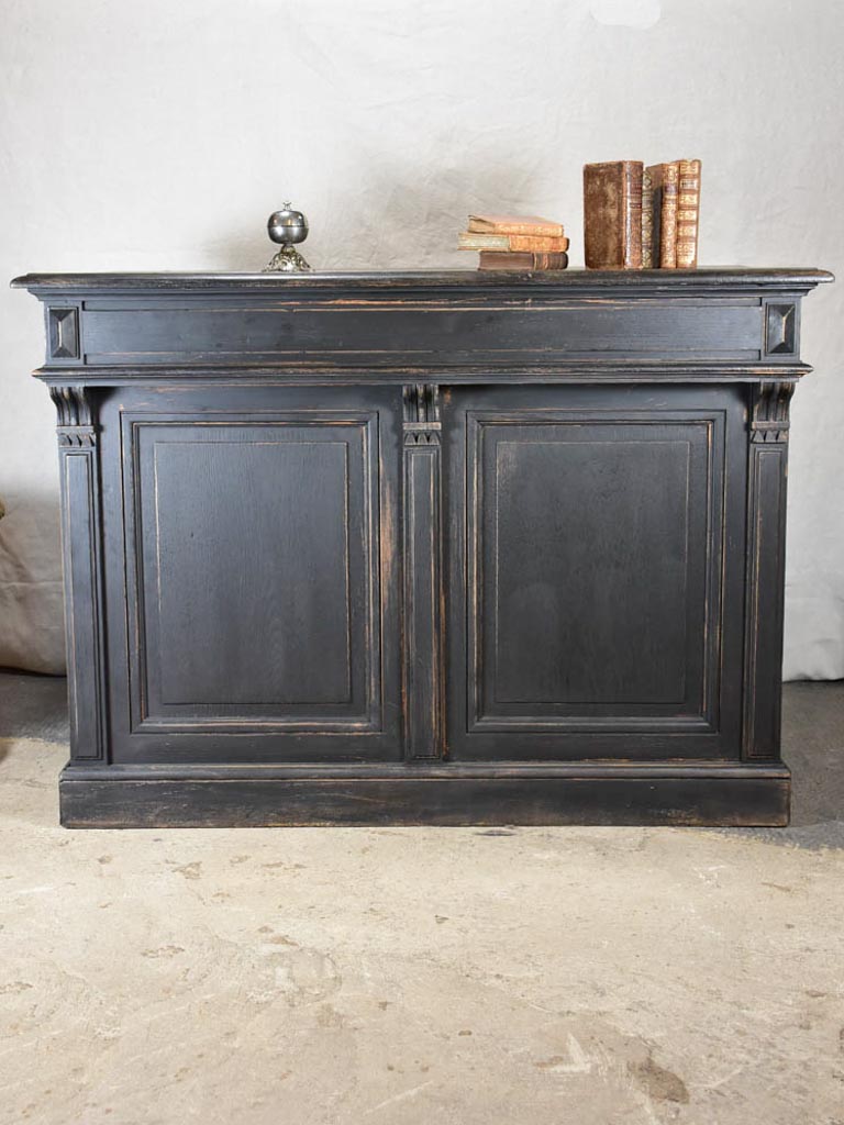 Antique French shop counter with black patina - 1900's 48½"