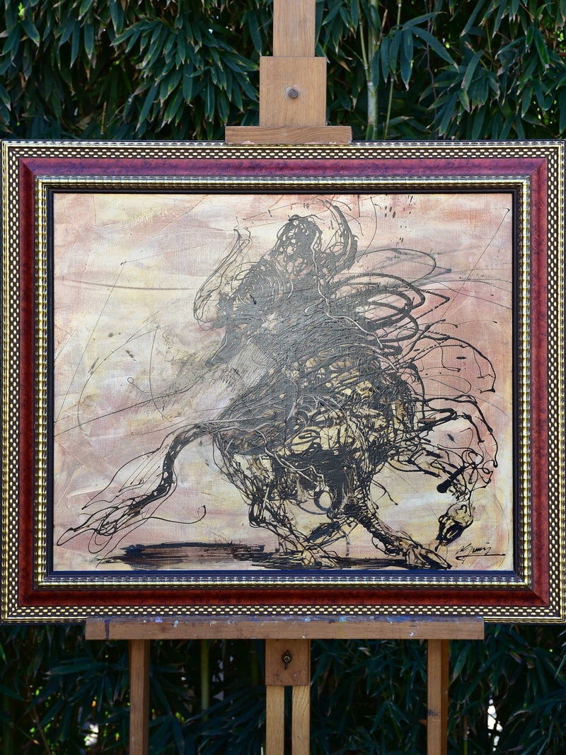 Contemporary painting of a bull by Jean-Marie Guiny (1954-2010)