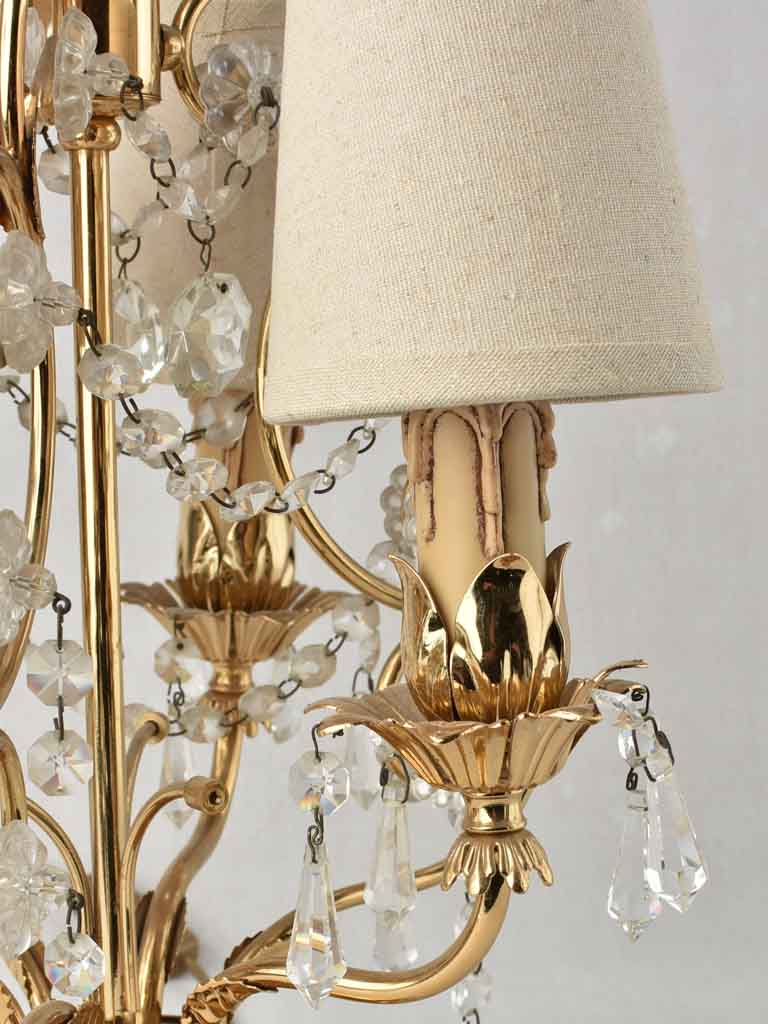 1950s vintage crystal girandole table lamp