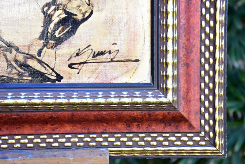 Contemporary painting of a bull by Jean-Marie Guiny (1954-2010)