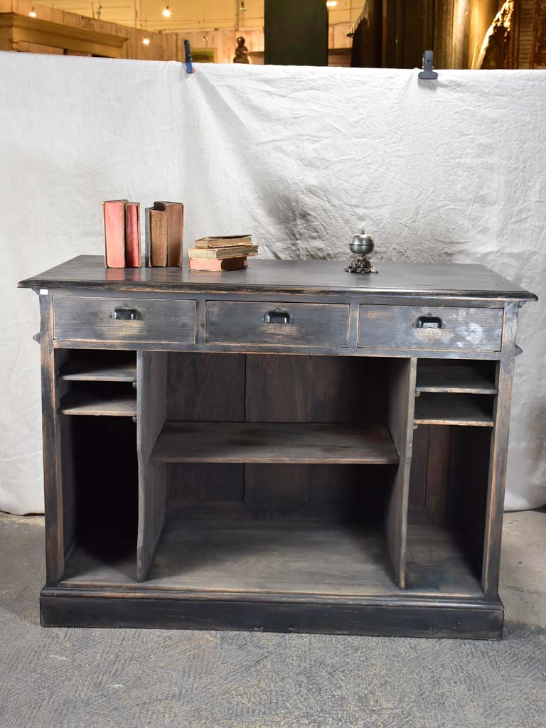 Antique French shop counter with black patina - 1900's 48½"