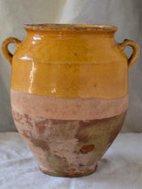 Antique French confit pot with yellow glaze 10¼"