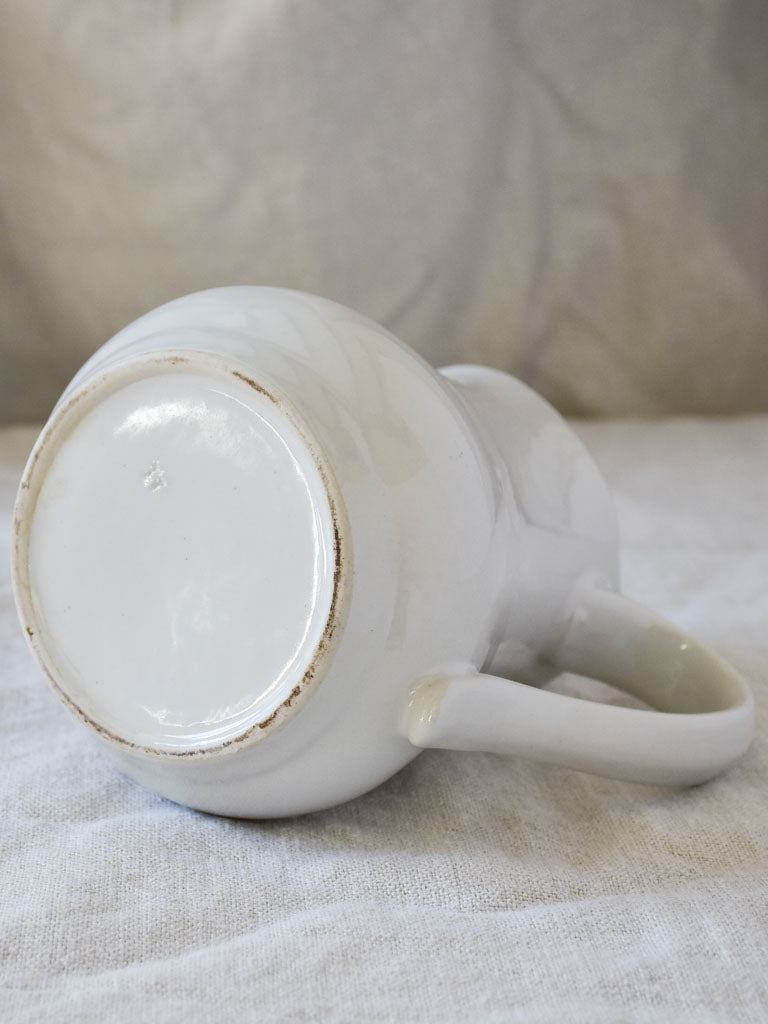 Antique French faience pitcher - white