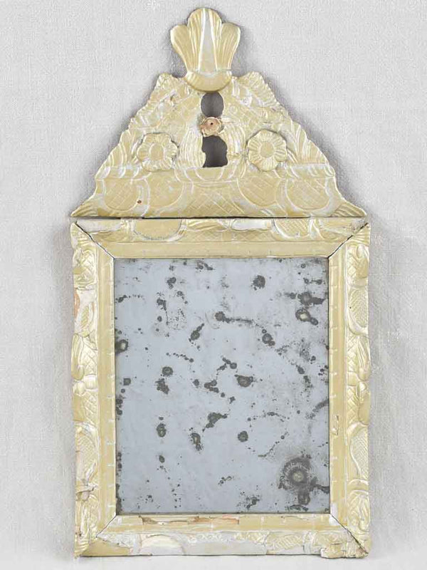 Superb petite French mirror 18th century - silver leaf - 22¾" x 12½"