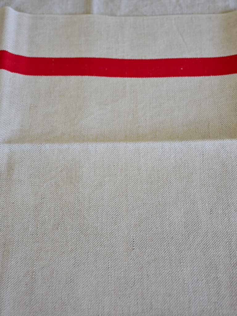 Set of nine antique French tea towels with 1" red stripes