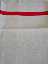 Set of nine antique French tea towels with 1" red stripes