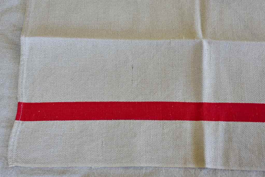 Set of nine antique French tea towels with 1" red stripes