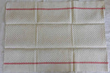 Set of eight antique French teatowels - checkered with red stripes