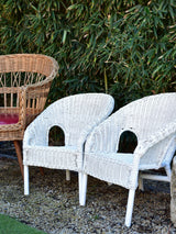 Pair of French childrens rattan armchairs