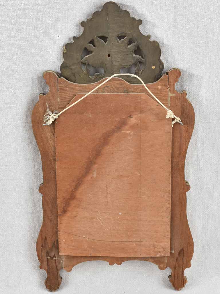 Small 19th century French mirror - gilded w/ bouquet pediment - 24¾" x 13¾"