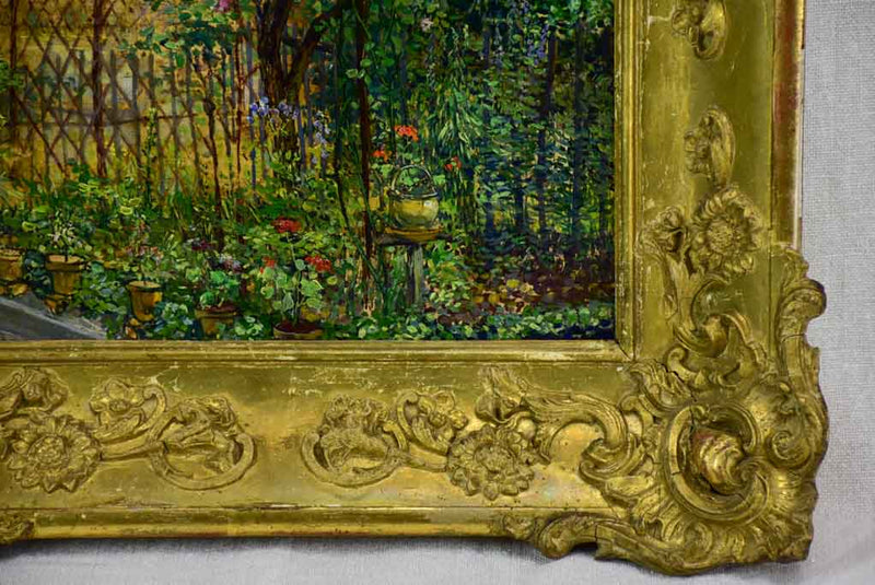 Early 20th century oil on canvas of a Parisian house and garden - Etienne De Lierres 13" x 15"