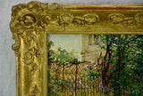 Early 20th century oil on canvas of a Parisian house and garden - Etienne De Lierres 13" x 15"