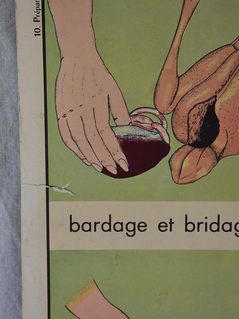 Tear-worn retro French restaurant graphic art