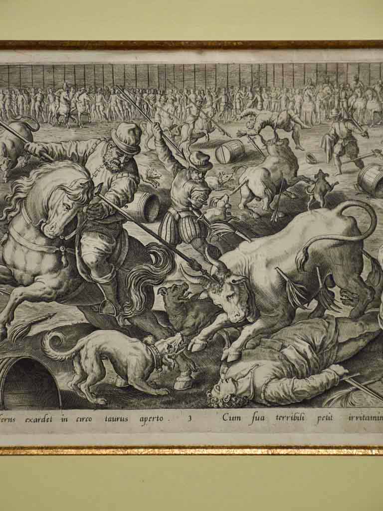 Antique French 16th-century battlefield engraving