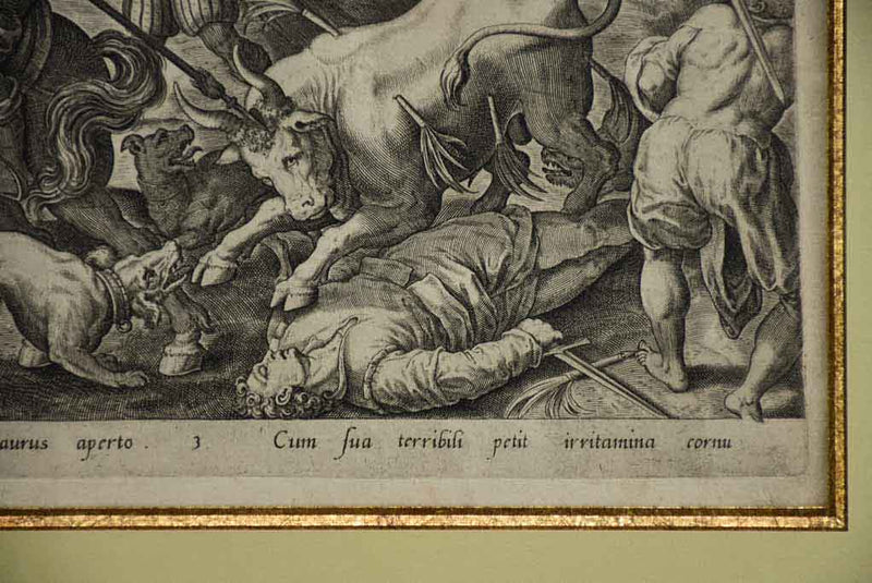Rare French 16th-century bullfight engraving