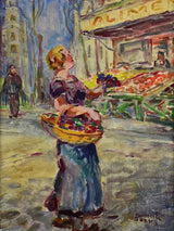 Aged Raphaël Dubois' Market Scene