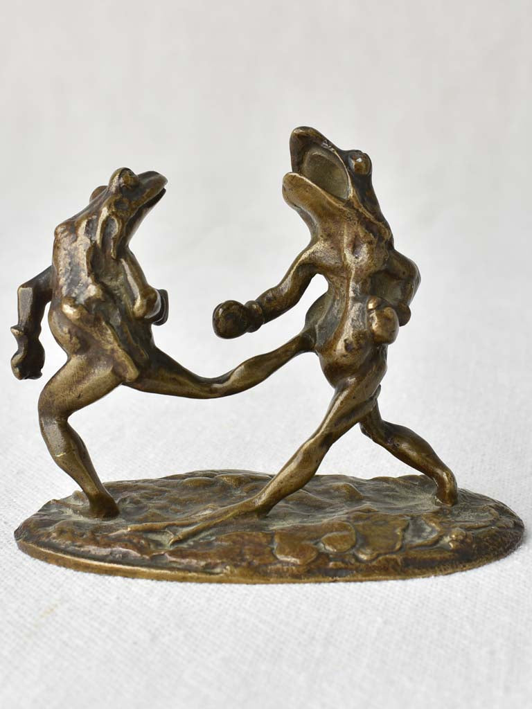 Rare miniature bronze sculpture - boxing Frogs 'French boxing' - 19th century