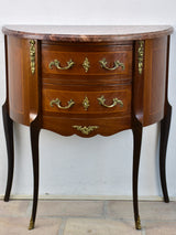 Antique French demilune commode with marble top