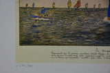 Antique Paul-Émile Pajot (1873-1929) Lighograph and pencil boat 26" x 19"