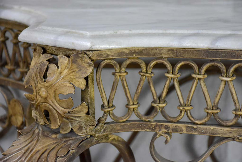 Mid Century French marble and iron console table