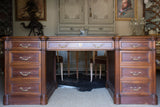 Late 19th century blonde mahogany Notary's desk with leather top